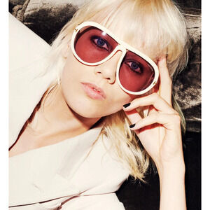 NEW Tom Ford Cybil Oversized Aviator Sunglasses in Ivory